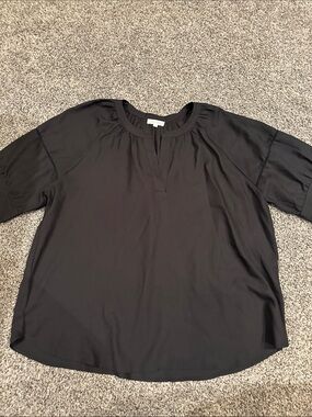 Sweet Salt Classic Black Women's Split-Neck Blouse Size XL.